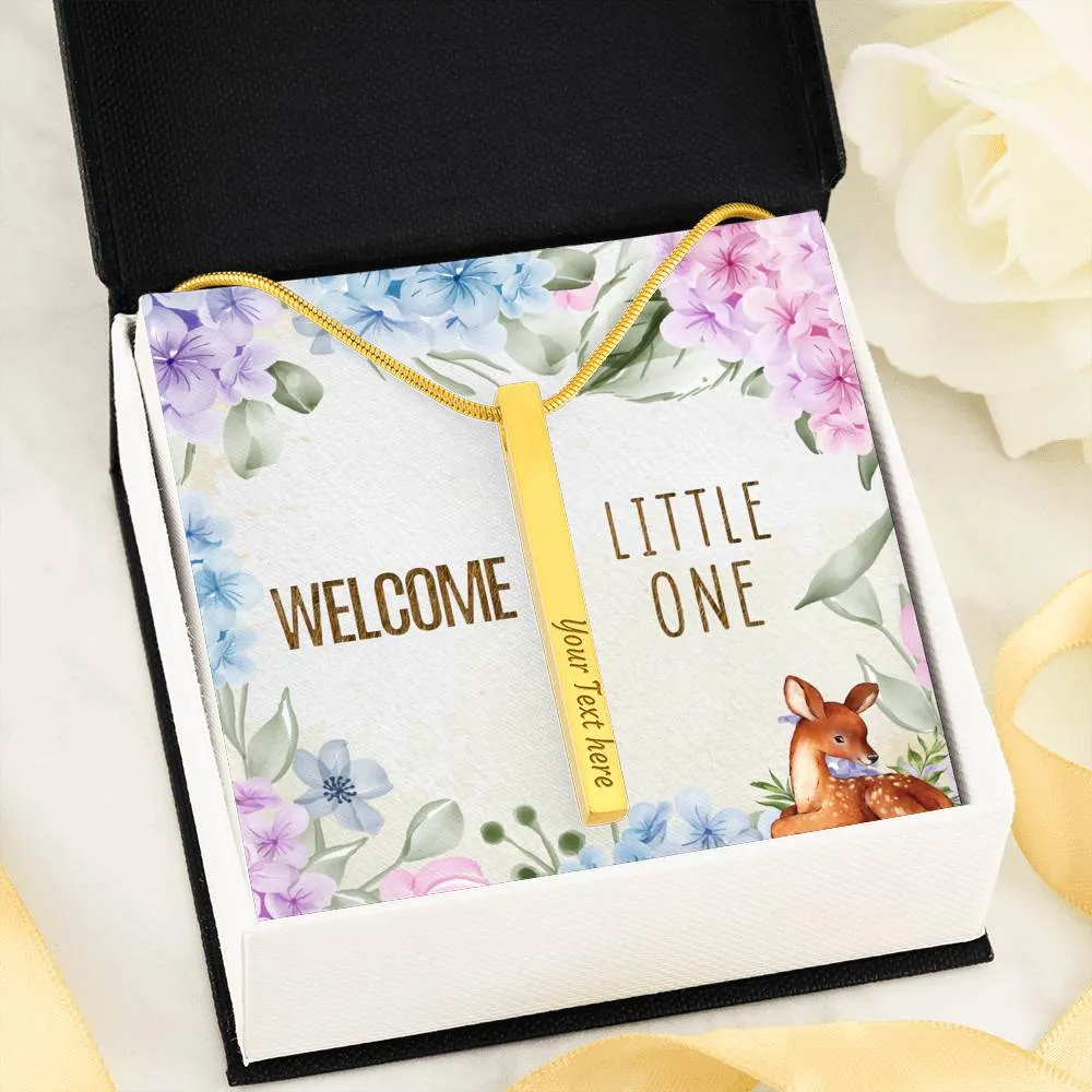 Welcome Little One-Personalized Vertical Stick Necklace for New Mom
