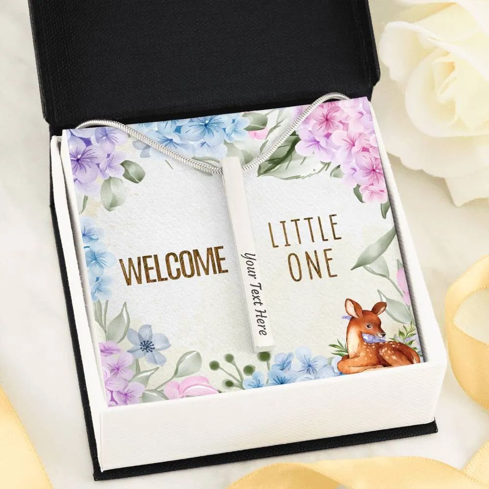 Welcome Little One-Personalized Vertical Stick Necklace for New Mom