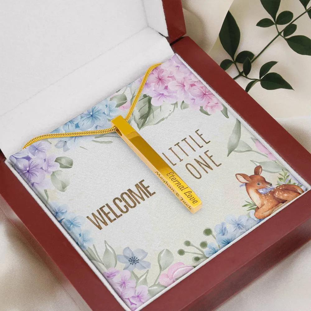 Welcome Little One-Personalized Vertical Stick Necklace for New Mom