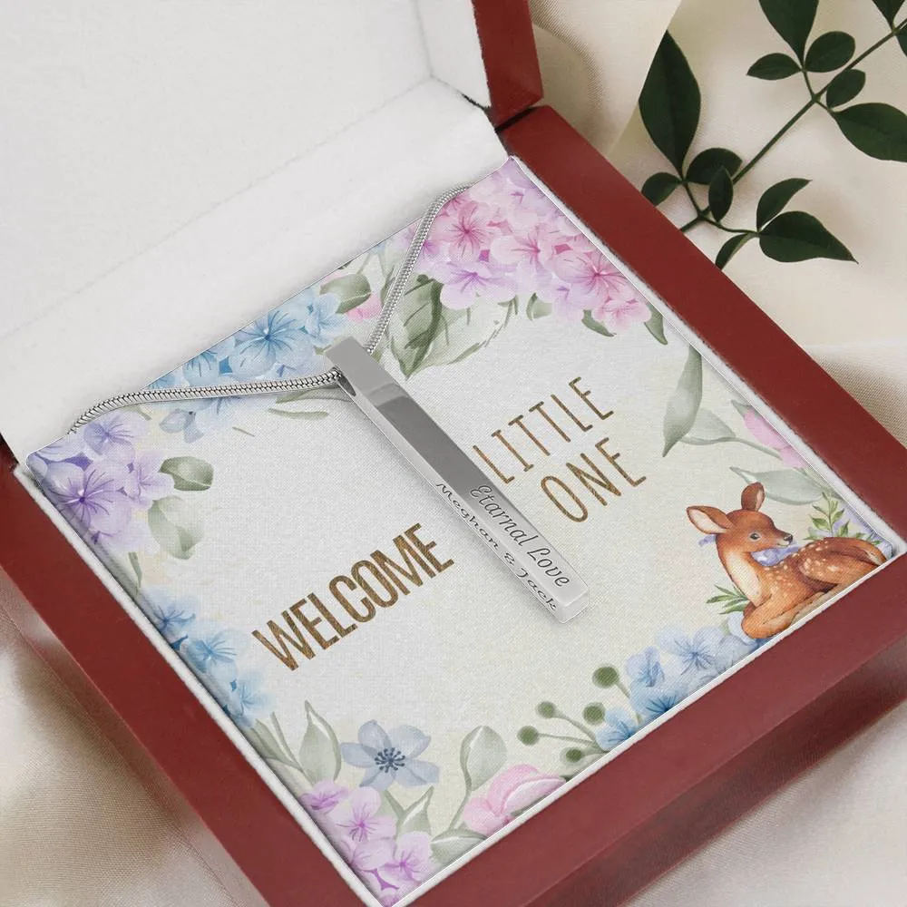 Welcome Little One-Personalized Vertical Stick Necklace for New Mom