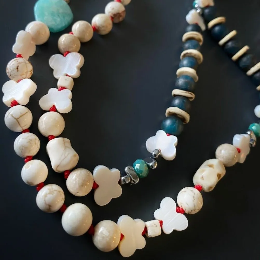 Wisdom & Energy Green Agate Stone Pendant Beaded Unique Necklace