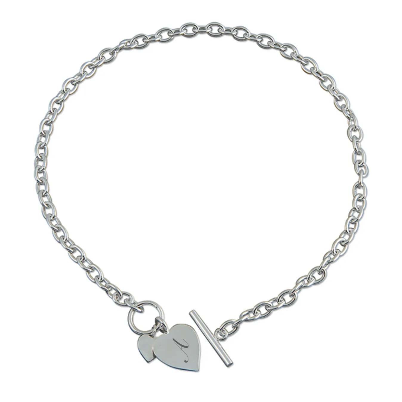 Womens 2 heart silver pendant personalised necklace
