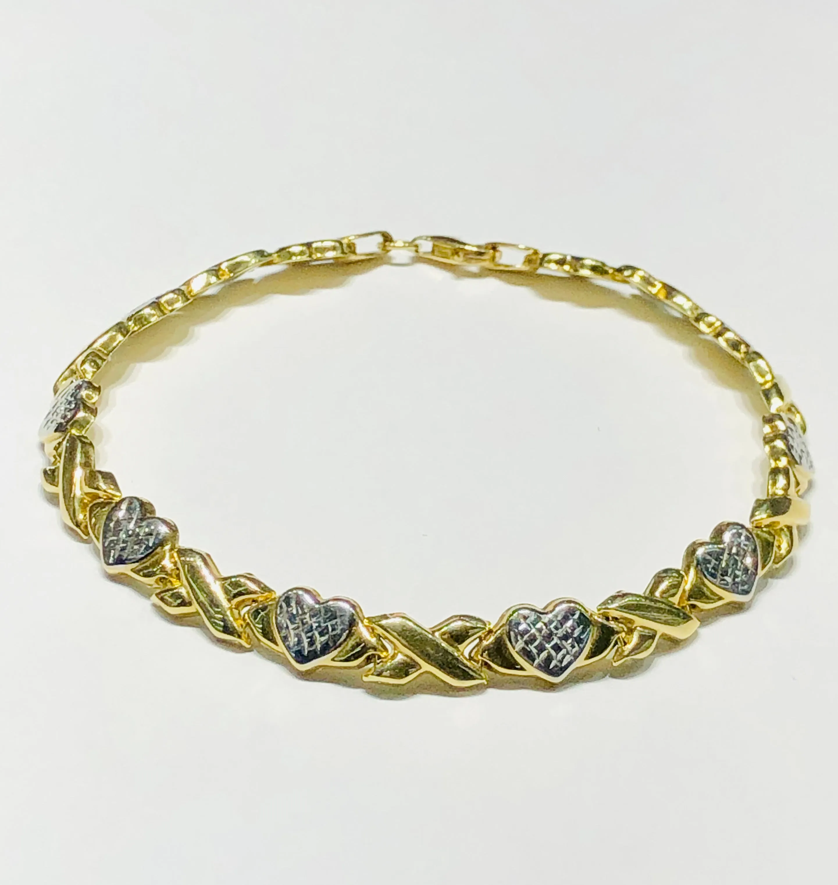 X and Heart Two-Tone Bracelet (14K)