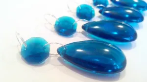 Zircon Blue Smooth Teardrop, Chandelier Crystals Ornaments, Pack of 5