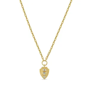 Zoë Chicco 14k Yellow Gold Mosaic Small Shield Necklace